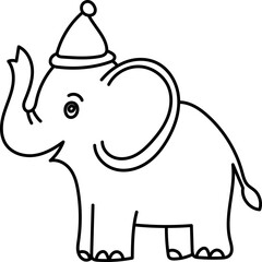 Coloring Page Outline of Cartoon Elephant. Jungle Animals. Coloring Book for Kids.