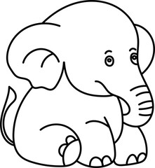 Coloring Page Outline of Cartoon Elephant. Jungle Animals. Coloring Book for Kids.