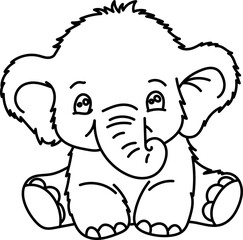 Coloring Page Outline of Cartoon Elephant. Jungle Animals. Coloring Book for Kids.