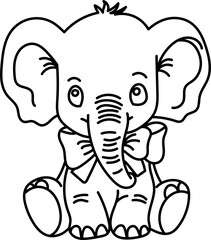 Coloring Page Outline of Cartoon Elephant. Jungle Animals. Coloring Book for Kids.