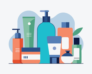 Colorful Skincare Products. A Visual Guide to Beauty