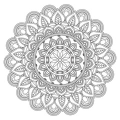 Circular mandala design for colouring book