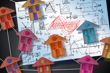 NOISE REDUCTION IN BUILDINGS ACTIVITY AND CONSTRUCTION INDUSTRY - Concept with home models and...
