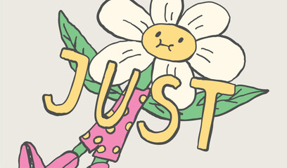 Sarcastic art print, comic retro poster, groovy flowers, daisy character, funny quote sublimation design