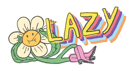 Sarcastic art print, comic retro poster, groovy flowers, daisy character, funny quote sublimation design