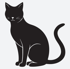 cat silhouette vector art illustration, black cat vector illustration