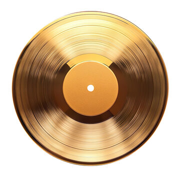 A gold record placed isolated on a white background