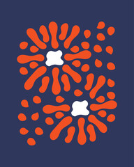 Abstract Plant Illustration Navy Orange Vector Art Floral Design