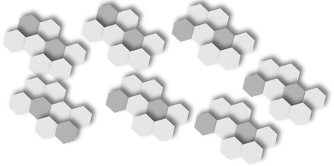 Abstract 3d hexagon grey and white out line technology style honeycomb seamless pattern background. Vector illustration.