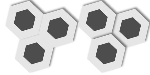 Abstract 3d hexagon grey and white out line technology style honeycomb seamless pattern background. Vector illustration.