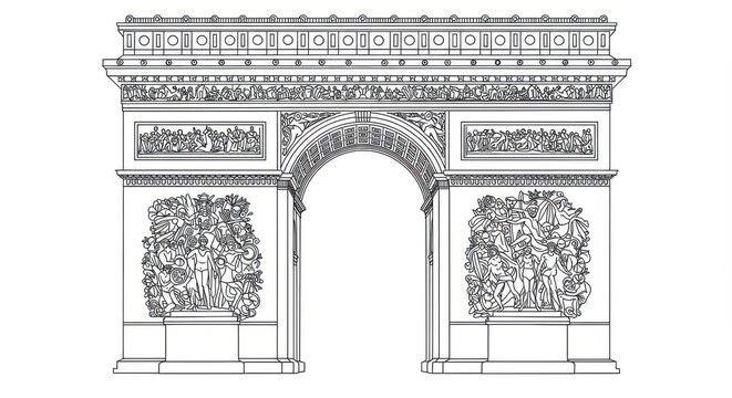 Line Illustration of the Arc de Triomphe
