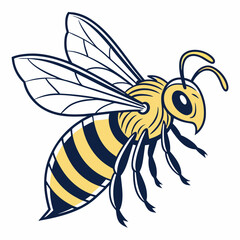 Cartoon Honey Bee Graphic Flying Yellow and Black Stripes Wings