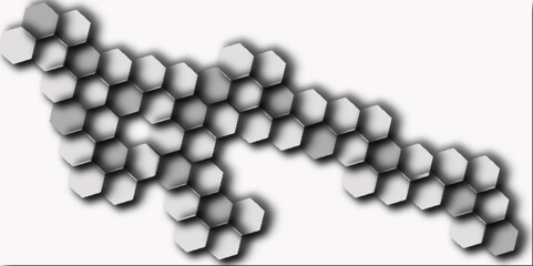 Abstract 3d hexagon grey and white out line technology style honeycomb seamless pattern background. Vector illustration.