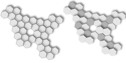 Abstract 3d hexagon grey and white out line technology style honeycomb seamless pattern background. Vector illustration.