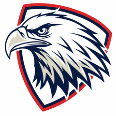 Stylized Eagle Head Mascot Logo Vector Graphic Red Blue Shield Design