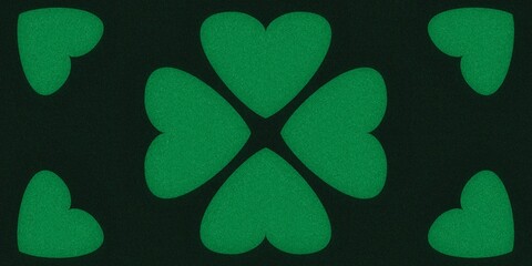 Fototapeta premium Green clover leaf design on dark background, high resolution background.