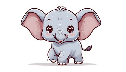 Fototapeta premium Cute Cartoon Baby Elephant standing - Vector Illustration 