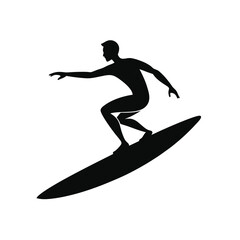 Surfing man icon silhouette vector illustration on simple white background