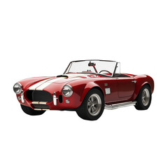 Classic Red Sports Car Isolated on White Background Convertible Vintage Automobile American Muscle Car Powerful Engine Luxury Vehicle Fast Speed Racing Car Automotive Design Transportation