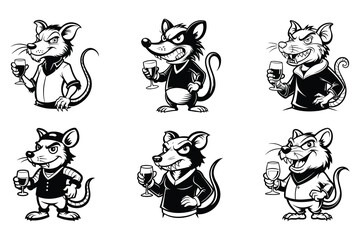 Obraz premium an angry rat holding a wine glass