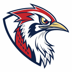 Obraz premium Striking Woodpecker Mascot Logo Cartoon Vector Red White Black Bird Art