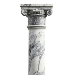 Classic Marble Column Architectural Element Ionic Order Ancient Greek Roman Style Pillar Stone Structure Historical Building Design Isolated White Background History Art Sculpture Decoration