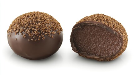Dark chocolate truffle with a delicate cocoa powder coating, filled with rich chocolate ganache