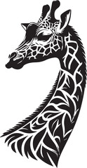Black and White Giraffe Vector | Animal Silhouette Clipart Illustration	