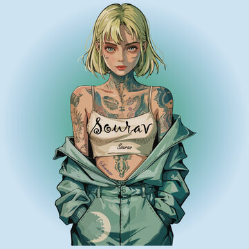 Unique Style Creative Modern Waman Vector Illustration Design Beautiful Sexy Girl Animi Design