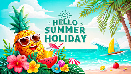 Summer Vacation Tropical Illustration