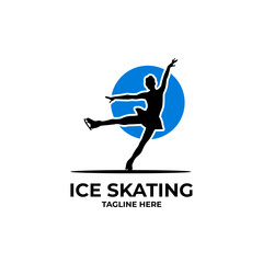 figure ice skating logo vector template