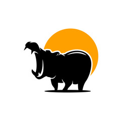 hippo hippopotamus logo vector