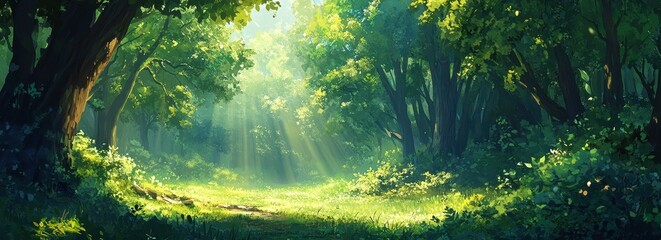 Sunlit forest pathway