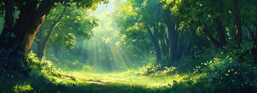 Sunlit forest pathway