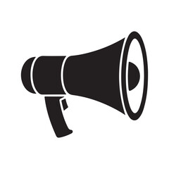 Megaphone or loudspeaker black icon silhouette vector on a white background.