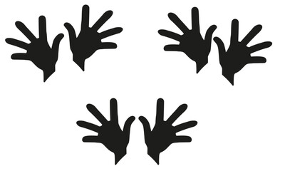 Hands set on doodle style. Sketch of human hands, drawn hands on white background, vector illustration.