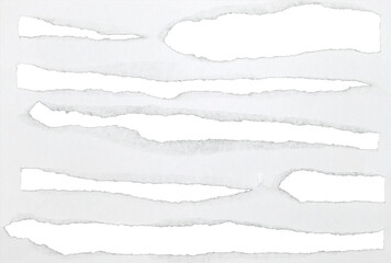 Obraz premium White paper torn into blank spaces on transparent background