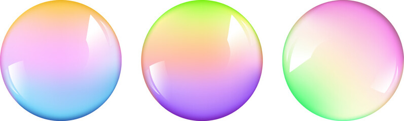 Realistic glossy  rainbow ball.Abstract 3D light bubble with glare.Geometric abstract  iridescent liquid shape.