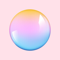 Realistic glossy  rainbow ball.Abstract 3D light bubble with glare.Geometric abstract  iridescent liquid shape.