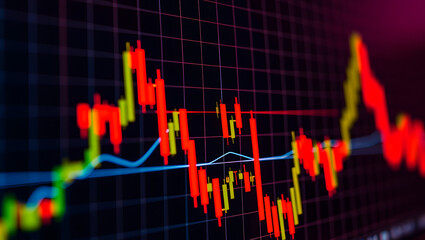 Close-Up of Financial Market Data Stock Market Charts and Trends
