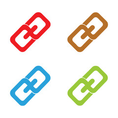 Four interlocked chain link vector icons design.