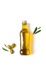 Organic olive oil on white background