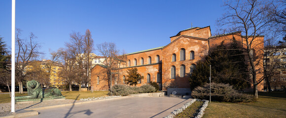 Red brick Basilica of Saint Sofia. National monument - Orthodox Church of Saint Sophia, preserved...
