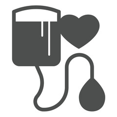 Dropper with heart and drop of blood solid icon, charity concept. Vector graphics. Blood donation sign on white background, glyph style icon for mobile or web design.