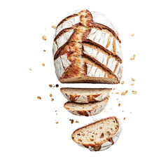 Freshly Baked Rustic Loaf of Bread with Golden-Brown Crust and Scoring Pattern, Representing Artisanal Baking in a High-Quality PNG Image