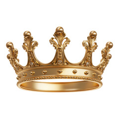 A detailed golden crown adorned with intricate designs and decorative elements, showcasing elegance and royalty.