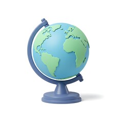 Aesthetic 3D render of a mini globe in cartoon plastic style