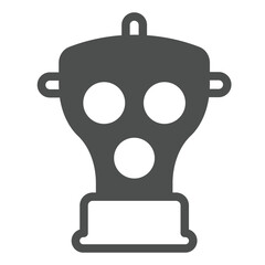 Gas mask with filter solid icon, biohazard danger concept. Vector graphics. Respirator mask, headwear sign on white background, glyph style icon for mobile or web design.