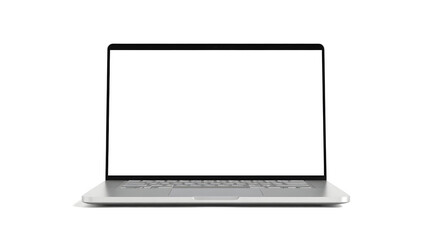 Modern Silver Laptop with Blank White Screen Perfect for Mockups and Presentations