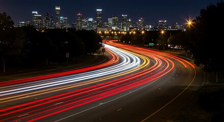 City's Nocturne: Streaks of Light AI Generated